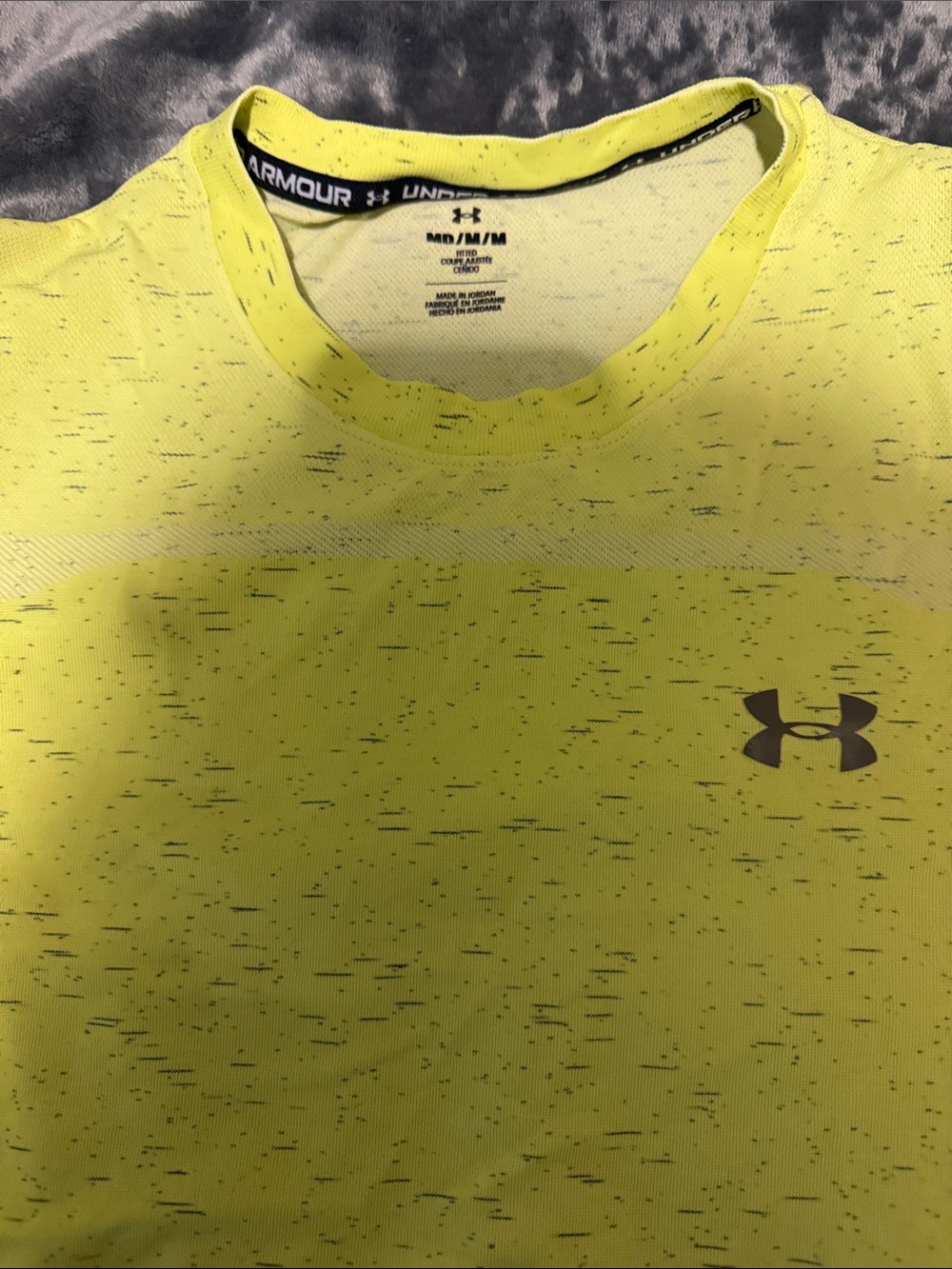 Under Armour Men’s Neon Yellow Short-Sleeve Performance Tee with Black Logo